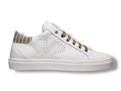v2 brand sneakers uomo tennis a suola bassa bianca con retro in tessuto gessato moro subigoldgemo