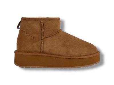 emu australia stivaletto donna in montone stinger micro flatform 2.0 w13296 chestnut