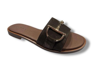 mosaic sandalo ciabatta donna 26219 suede brown con accessorio