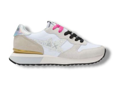 sun68 sneakers donna z36214 stargirl glitter in suede e nylon bianco z3621401
