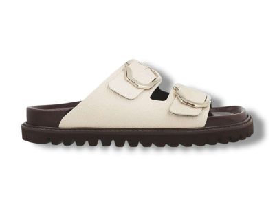 genuins sandalo donna 2 fibbie galia embossed leather chalk g106271