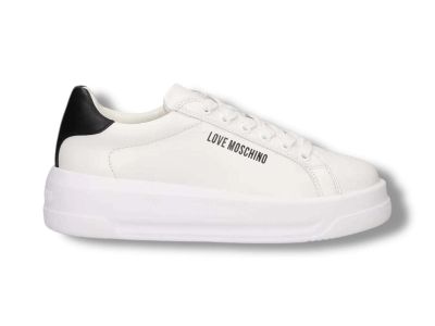 love moschino sneakers donna pelle bianco e nero ja15065g0oiah10a