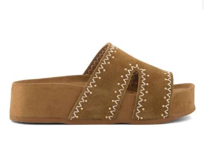 colors of california sandalo donna dune platform in pelle scamosciata e strass tan sandal high fussbet hc.dune11