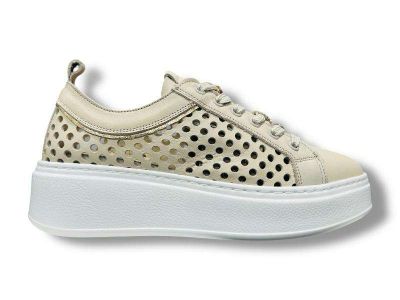 step sneaker donna nappa traforata cream gold 256012 giselle