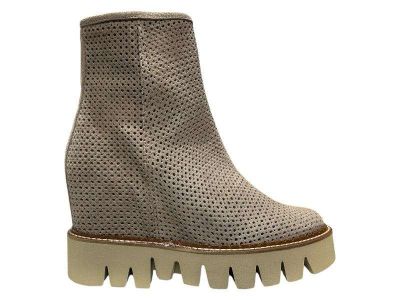 chiara luciani stivaletto donna zeppa interna traforato velour tortora e22-300