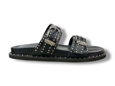 ekp sandalo donna 2 fasce pelle nero con miniborchie 3935k fusby