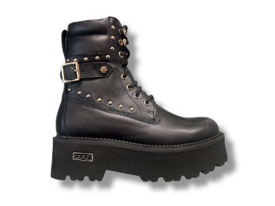 cult anfibio donna fibbie e borchie rocky 4641 mid w leather black gold studs clw464102