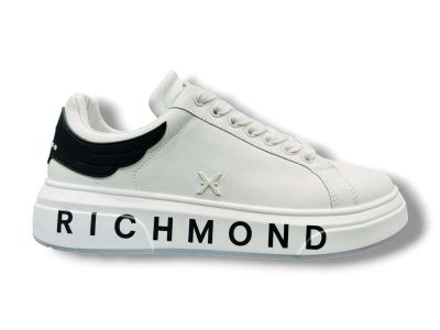 john richmond sneakers uomo 31016 b white black con suola logo