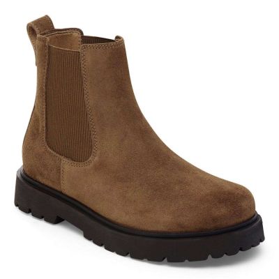 birkenstock stivaletto donna chelsea boot highwood slip on mid in pelle scamosciata dark tea 1030632