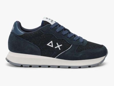 sun68 sneakers donna z46204 ally glitter textile in suede 07 navy blue