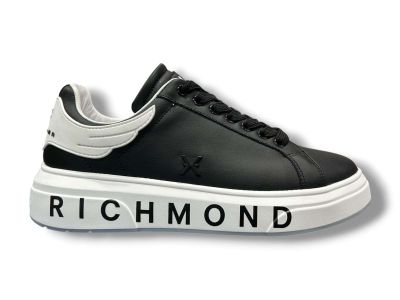 john richmond sneakers uomo 31016 d black white con suola logo