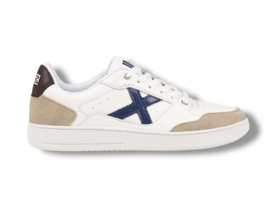 munich sneakers uomo 8908115 legit man 115 stile tennis white con dettaglio blu navy e marrone