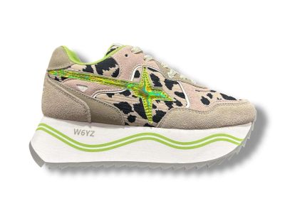 w6yz just say wizz sneakers donna deva-w in suede jungle nylon beige black green 2017405291e10