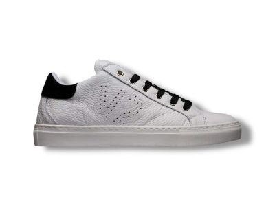 v2 brand sneaker uomo tennis a suola bassa bianca con retro e lacci nero