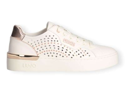 liu jo sneaker traforata con borchie silvia 95 burro ba4039ex097s1858