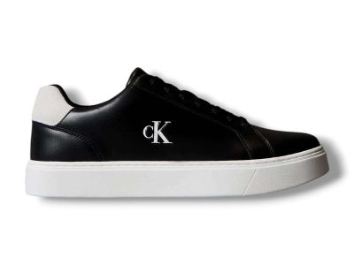 calvin klein sneakers uomo cupsole laceup in pelle black bright white con logo ym0ym014350gm