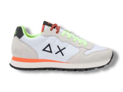 sun68 sneakers uomo z36102 tom fluo in nylon e suede bianco z3610201