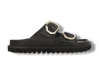 genuins sandalo donna 2 fibbie galia embossed leather dark g106270
