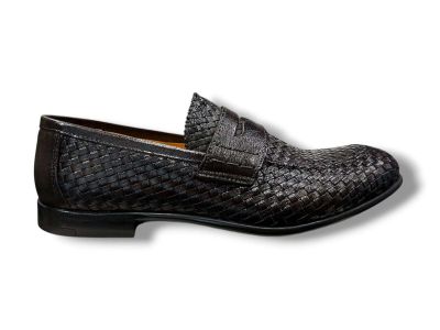 antico calzaturificio artigiano mocassino uomo 1051 intreccio vera pelle testa moro