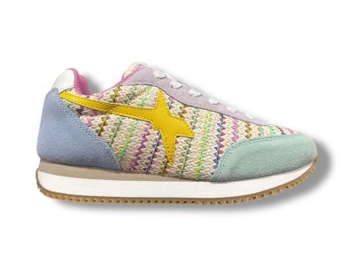 w6yz just say wizz sneakers donna samoa-w in suede e rafia light green multi 2019023161f33
