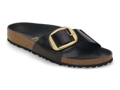 birkenstock sandalo madrid big buckle 1022650 hex shine black natural leather