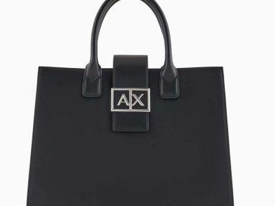 armani exchange borsa donna a mano a trapezio asv nero xw000305af12039uc001