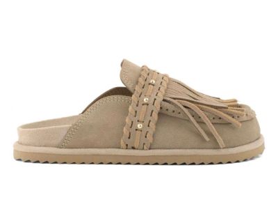 colors of california sandalo donna slofiw sabot in pelle scamosciata mud sabot sandal cow suede fringes hc.biow604