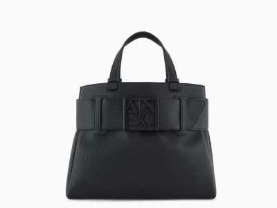 armani exchange borsa donna a mano con dettaglio logo asv nero xw000285af11902uc001