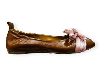 studio firenze pun 7713 scarpa ballerina sacchetto cuoio con fiocco cipria