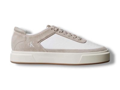calvin klein sneakers uomo ym0ym013540k6 basket cupsole laceup lth su bright white light taupe