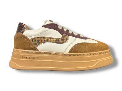 janetandjanet sneaker donna j-432 cognac off white wine 478