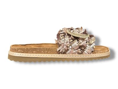 ekp sandalo ciabatta 1 fibbie donna 3447 welt pelle intreccio multi bronzo