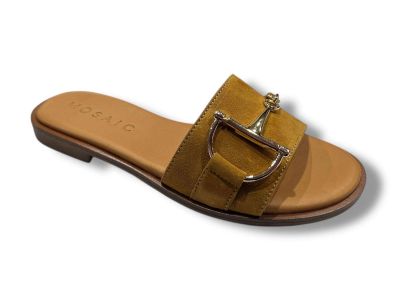 mosaic sandalo ciabatta donna 26219 suede tan con accessorio
