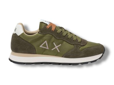 sun68 sneakers uomo z36101tom solid in nylon e suede verde militare z3610119
