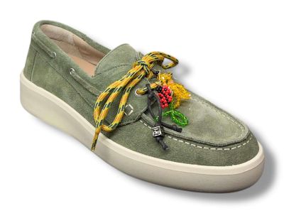meline sneakers mocassino donna 56 st pelle scamosciata verde kaki