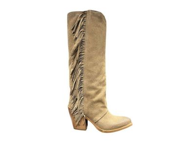 metisse stivale texano donna con frange laterali xd1040 ingrassato tortora