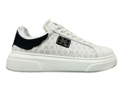 john richmond sneaker uomo pelle bianco con logo metallo 27300 a