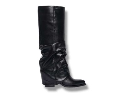 metisse stivale texano donna con risvolta e pieghe pelle rodeo nero xd2183
