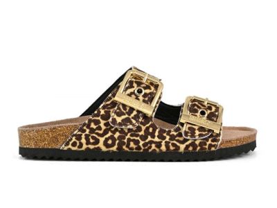 colors of california sandalo donna slofi in pelle effetto cavallino leo pony hair two buckle sandal hc.bio502