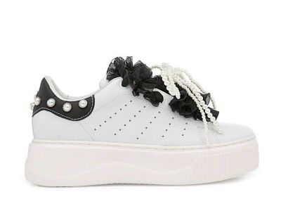 cult sneakers donna white black con rouches clw 463601 perry 4636 low w 1