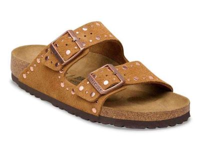 birkenstock sandalo donna arizona rivet border mink con borchie piatte 1031731