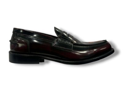 nicol sadler mocassino uomo stile college brando in pelle abrasivato bordeaux