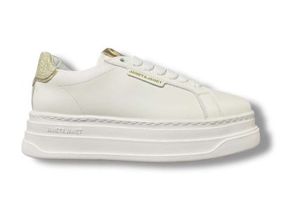 janetandjanet sneaker donna j-431 pelle white gold platino 470