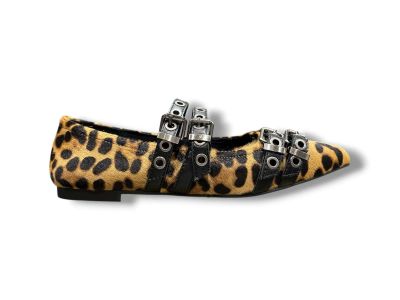 ekp ballerina donna mary jane 4 fibbie cavallino leopardo camel 3983-lory