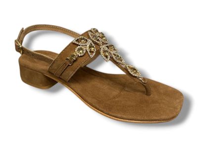 le chicche sandalo donna con gioiello in vera pelle scamosciata lc6738