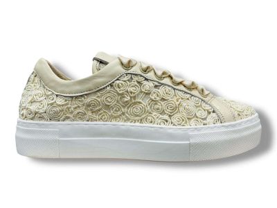 step sneakers donna ricamo rose rafia e nappa cream 260197