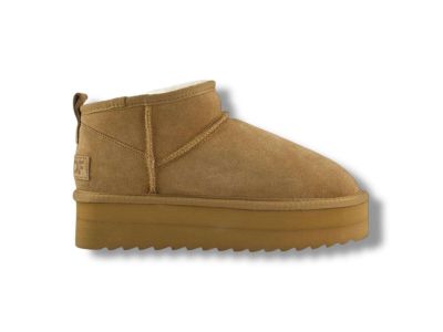colors of california stivaletto donna con fodera montone shearpla2 platform sheepskin suede boot tan