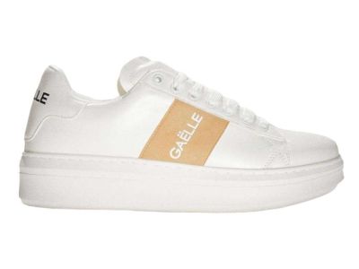 gaelle gbcup703 sneakers bianco con banda beige sabbia