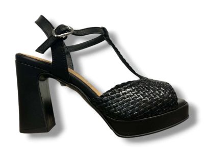chiara luciani sandalo donna con tacco de26-127 treccia nero