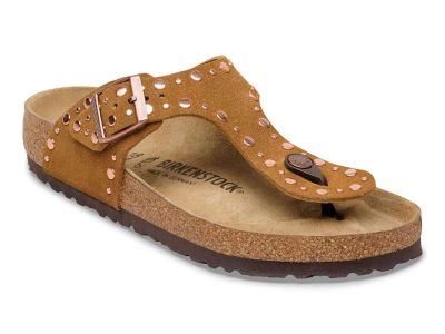 birkenstock sandalo infradito donna gizeh rivet border mink con borchie piatte 1031649